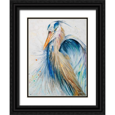 New Blue Heron II Black Ornate Wood Framed Art Print with Double Matting by Pinto, Patricia