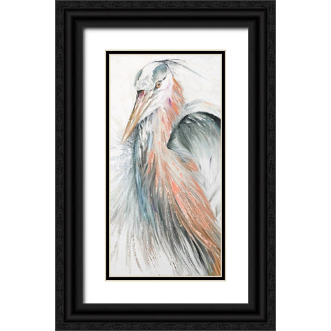 New Orange Heron II Black Ornate Wood Framed Art Print with Double Matting by Pinto, Patricia