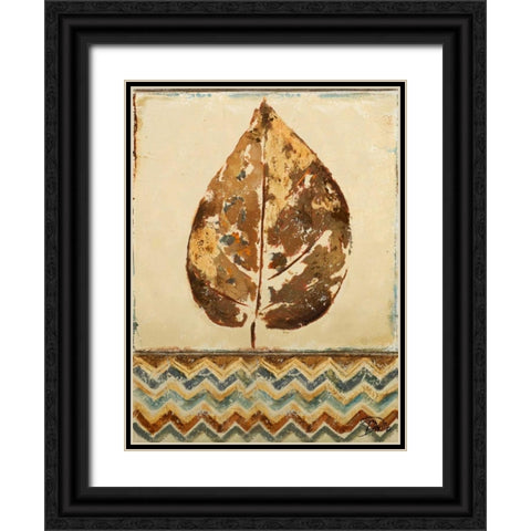 Chevron Leaf I Black Ornate Wood Framed Art Print with Double Matting by Pinto, Patricia