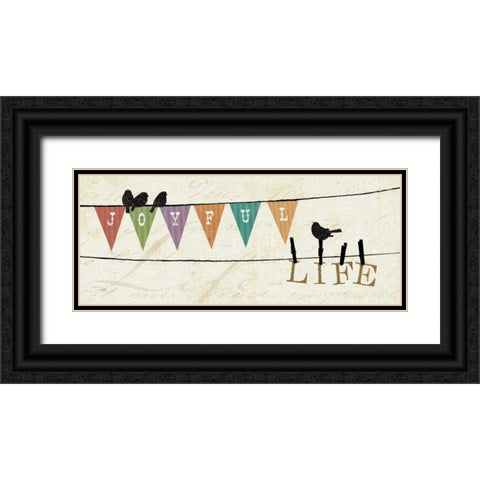 Happy Words II Black Ornate Wood Framed Art Print with Double Matting by Pela