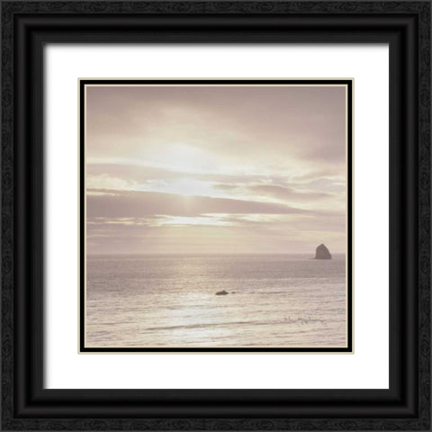 Shoreline Triptych Left Black Ornate Wood Framed Art Print with Double Matting by Audit, Lisa