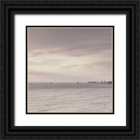 Shoreline Triptych Center Black Ornate Wood Framed Art Print with Double Matting by Audit, Lisa