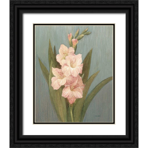 August Gladiola Black Ornate Wood Framed Art Print with Double Matting by Nai, Danhui
