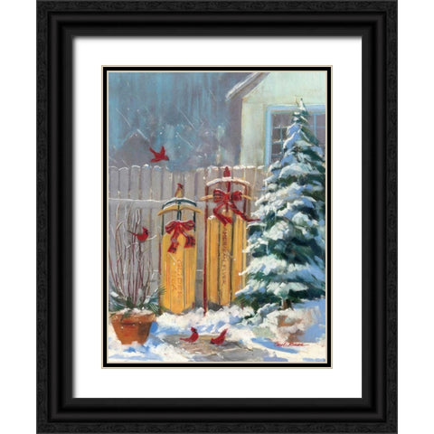 December Sleds Black Ornate Wood Framed Art Print with Double Matting by Rowan, Carol