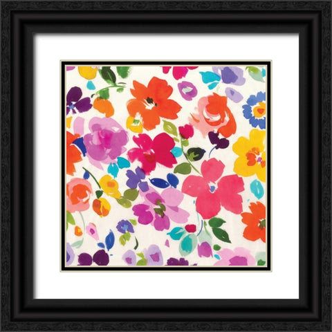 Bright Florals I Black Ornate Wood Framed Art Print with Double Matting by Wild Apple Portfolio