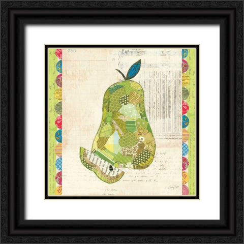 Fruit Collage III - Pear Black Ornate Wood Framed Art Print with Double Matting by Prahl, Courtney