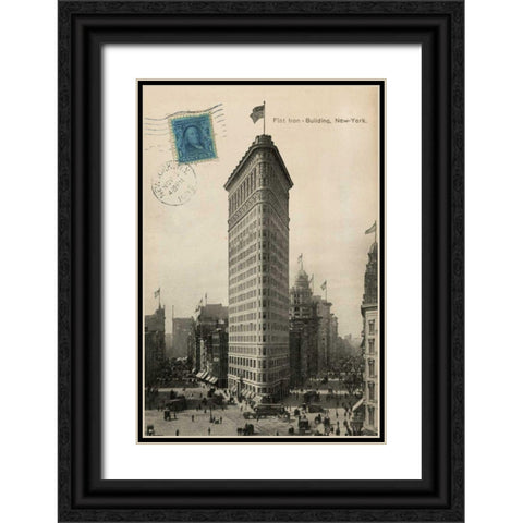 Flat Iron 1909 Black Ornate Wood Framed Art Print with Double Matting by Wild Apple Portfolio