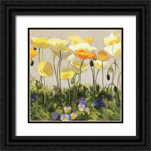 Poppies and Pansies II Black Ornate Wood Framed Art Print with Double Matting by Novak, Shirley