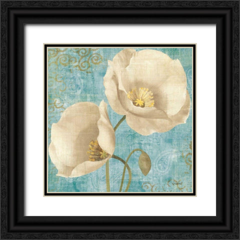 Rich Poppies on Paisley Black Ornate Wood Framed Art Print with Double Matting by Hristova, Albena