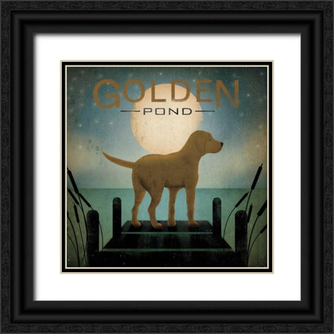Moonrise Yellow Dog - Golden Pond Black Ornate Wood Framed Art Print with Double Matting by Fowler, Ryan