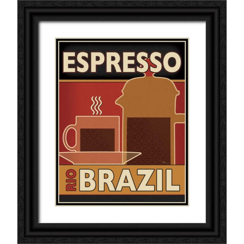 Deco Coffee I Black Ornate Wood Framed Art Print with Double Matting by Pela Studio