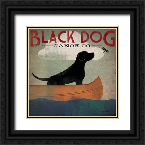 Black Dog Canoe Black Ornate Wood Framed Art Print with Double Matting by Fowler, Ryan
