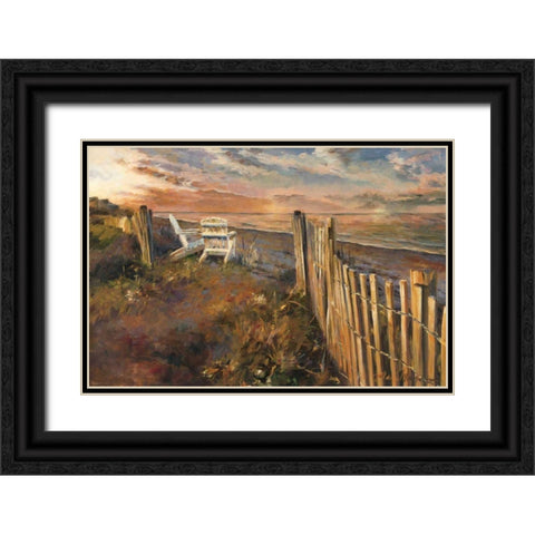The Beach at Sunset Black Ornate Wood Framed Art Print with Double Matting by Hageman, Marilyn
