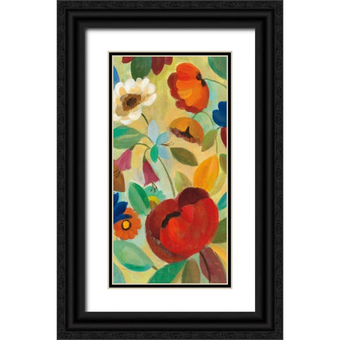 Summer Floral Panel II Black Ornate Wood Framed Art Print with Double Matting by Vassileva, Silvia