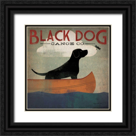 Black Dog Canoe Black Ornate Wood Framed Art Print with Double Matting by Fowler, Ryan