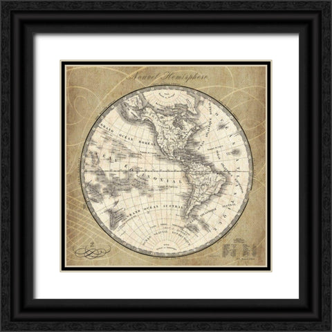 French World Map III Black Ornate Wood Framed Art Print with Double Matting by Schlabach, Sue