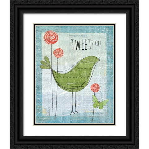 Tweet Street Black Ornate Wood Framed Art Print with Double Matting by Aldrich, Belinda