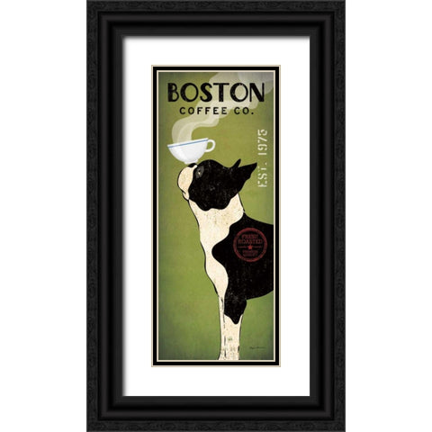 Boston Terrier Coffee Co Black Ornate Wood Framed Art Print with Double Matting by Fowler, Ryan