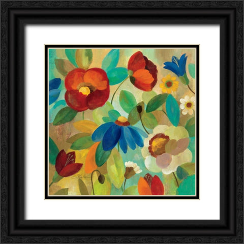 Summer Floral I Black Ornate Wood Framed Art Print with Double Matting by Vassileva, Silvia