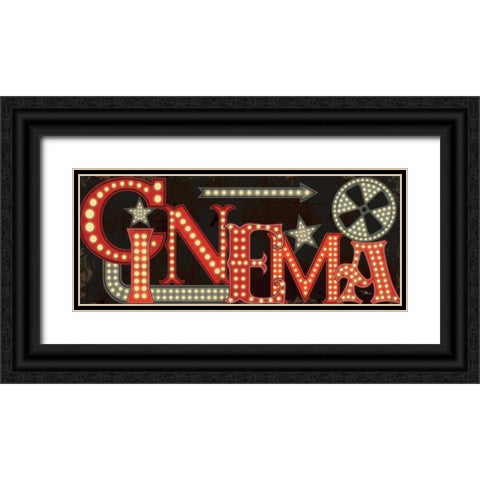Movie Lights I Black Ornate Wood Framed Art Print with Double Matting by Pela Studio