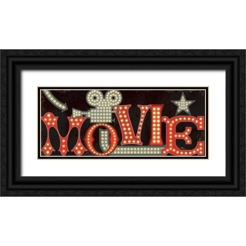 Movie Lights II Black Ornate Wood Framed Art Print with Double Matting by Pela Studio