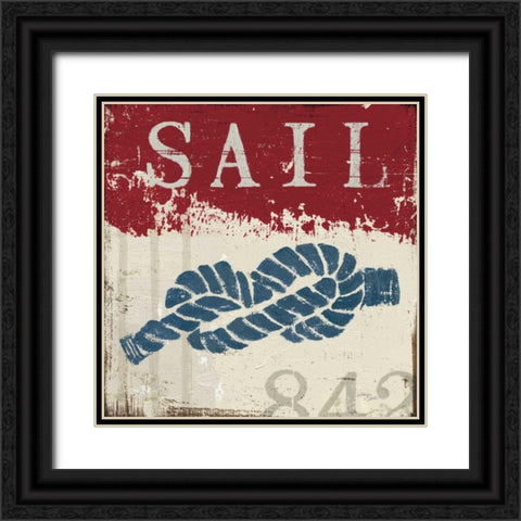 Nautical III Red Black Ornate Wood Framed Art Print with Double Matting by Wellington Studio