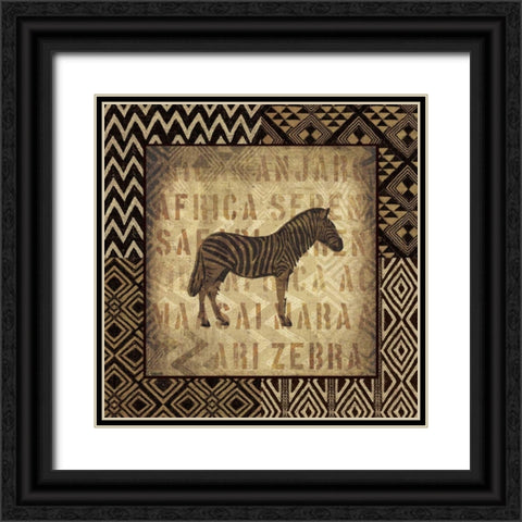 African Wild Zebra Border Black Ornate Wood Framed Art Print with Double Matting by Wild Apple Portfolio