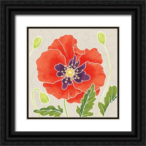 Sunshine Poppies I Black Ornate Wood Framed Art Print with Double Matting by DeNeige, Elyse