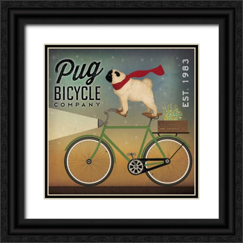 Pug on a Bike Black Ornate Wood Framed Art Print with Double Matting by Fowler, Ryan