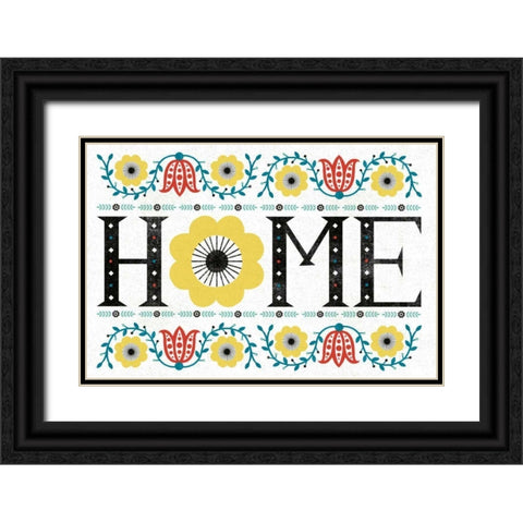 Folk Lodge Home V2 Teal Black Ornate Wood Framed Art Print with Double Matting by Mullan, Michael
