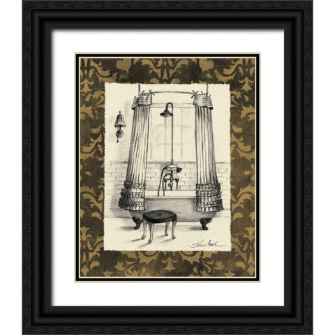 Elegant Bath I Black Ornate Wood Framed Art Print with Double Matting by Vassileva, Silvia