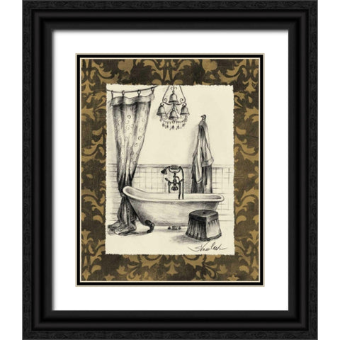 Elegant Bath II Black Ornate Wood Framed Art Print with Double Matting by Vassileva, Silvia