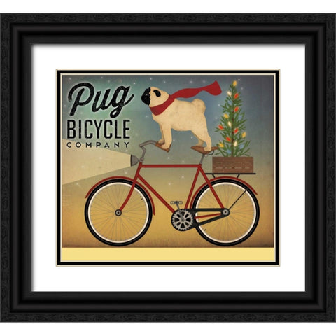 Pug on a Bike Black Ornate Wood Framed Art Print with Double Matting by Fowler, Ryan