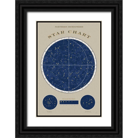 Northern Star Chart Black Ornate Wood Framed Art Print with Double Matting by Schlabach, Sue