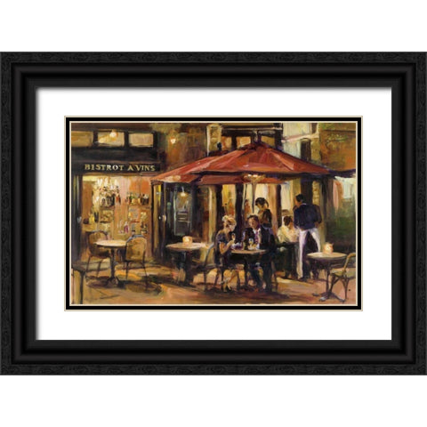 Bistrot a Vins Warm Black Ornate Wood Framed Art Print with Double Matting by Hageman, Marilyn