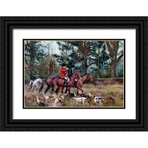 Foxhunt Black Ornate Wood Framed Art Print with Double Matting by Hageman, Marilyn