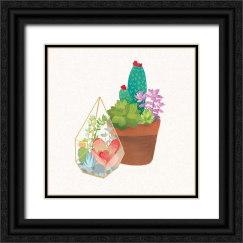 Succulent Garden I Black Ornate Wood Framed Art Print with Double Matting by Wild Apple Portfolio