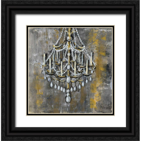Vintage Chandelier I Black Ornate Wood Framed Art Print with Double Matting by Vassileva, Silvia