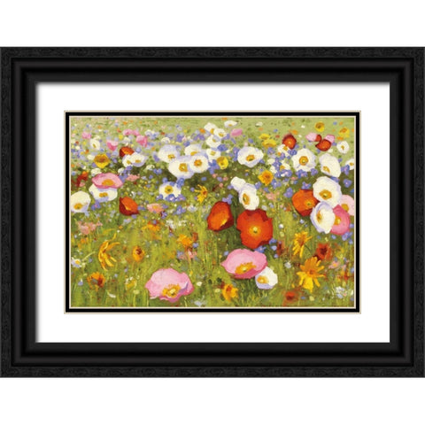 Champ de Fleur III Black Ornate Wood Framed Art Print with Double Matting by Novak, Shirley