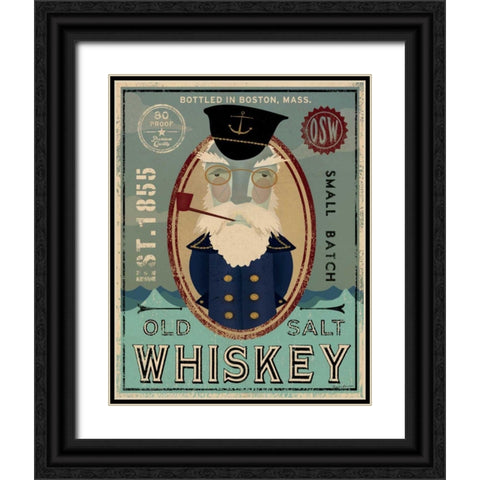 Fisherman III Old Salt Whiskey Black Ornate Wood Framed Art Print with Double Matting by Ryan, Fowler