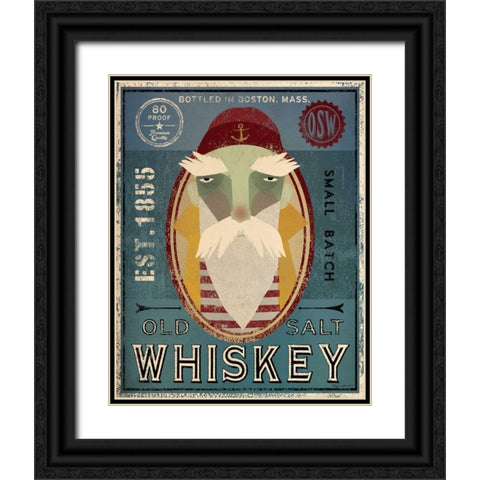 Fisherman VIII Old Salt Whiskey Black Ornate Wood Framed Art Print with Double Matting by Ryan, Fowler