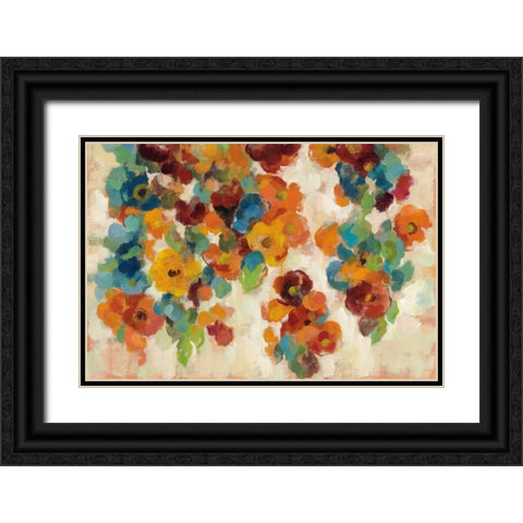 Spice and Turquoise Florals Black Ornate Wood Framed Art Print with Double Matting by Vassileva, Silvia
