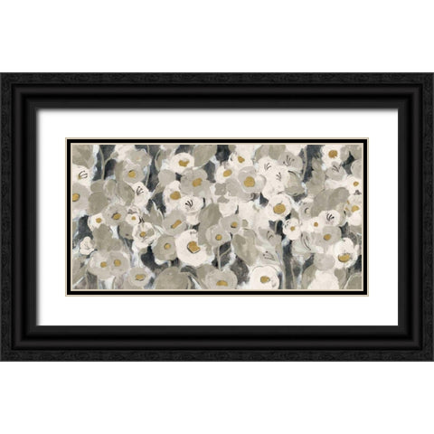 Velvety Florals Neutral Black Ornate Wood Framed Art Print with Double Matting by Vassileva, Silvia