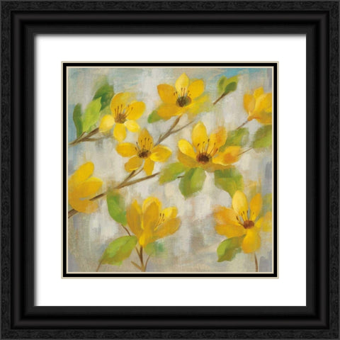 Golden Bloom II Black Ornate Wood Framed Art Print with Double Matting by Vassileva, Silvia