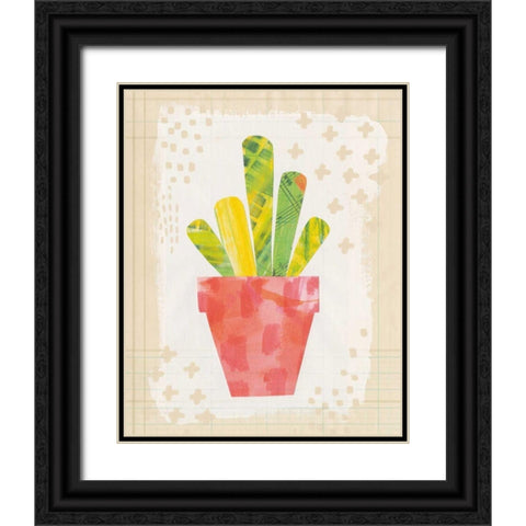 Collage Cactus VI on Graph Paper Black Ornate Wood Framed Art Print with Double Matting by Averinos, Melissa