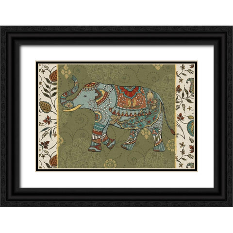 Elephant Caravan IIF Black Ornate Wood Framed Art Print with Double Matting by Daphne, Brissonnet
