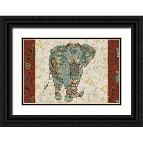 Elephant Caravan IA Black Ornate Wood Framed Art Print with Double Matting by Daphne, Brissonnet
