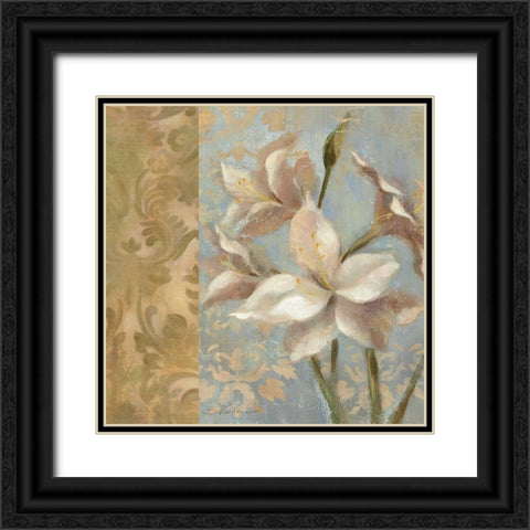 Amaryllis on Soft Blue WAG Black Ornate Wood Framed Art Print with Double Matting by Vassileva, Silvia