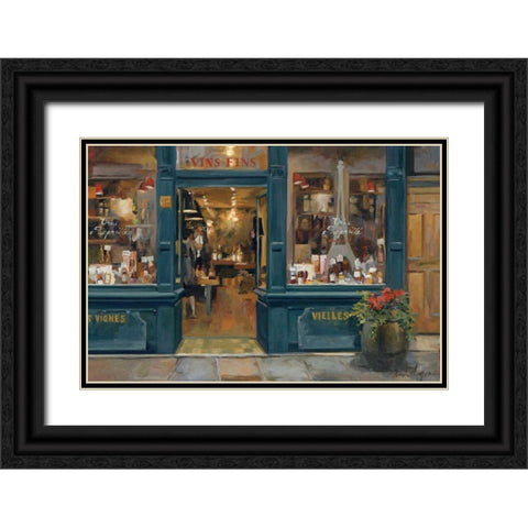 Parisian Wine Shop Black Ornate Wood Framed Art Print with Double Matting by Hageman, Marilyn