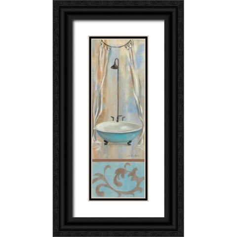 French Bathroom in Blue I Black Ornate Wood Framed Art Print with Double Matting by Vassileva, Silvia